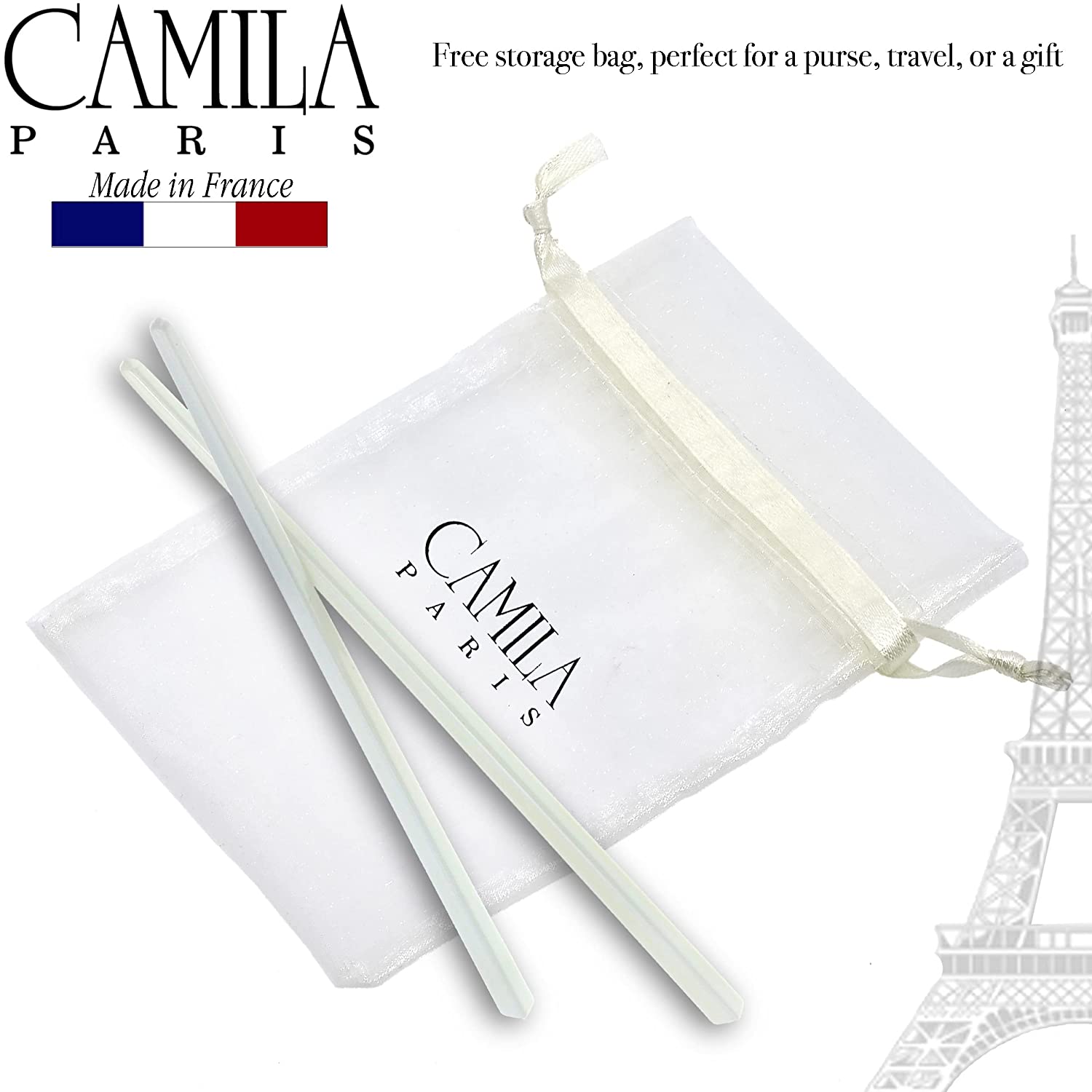 Camila Paris Gray French hair stick cellulose acetate