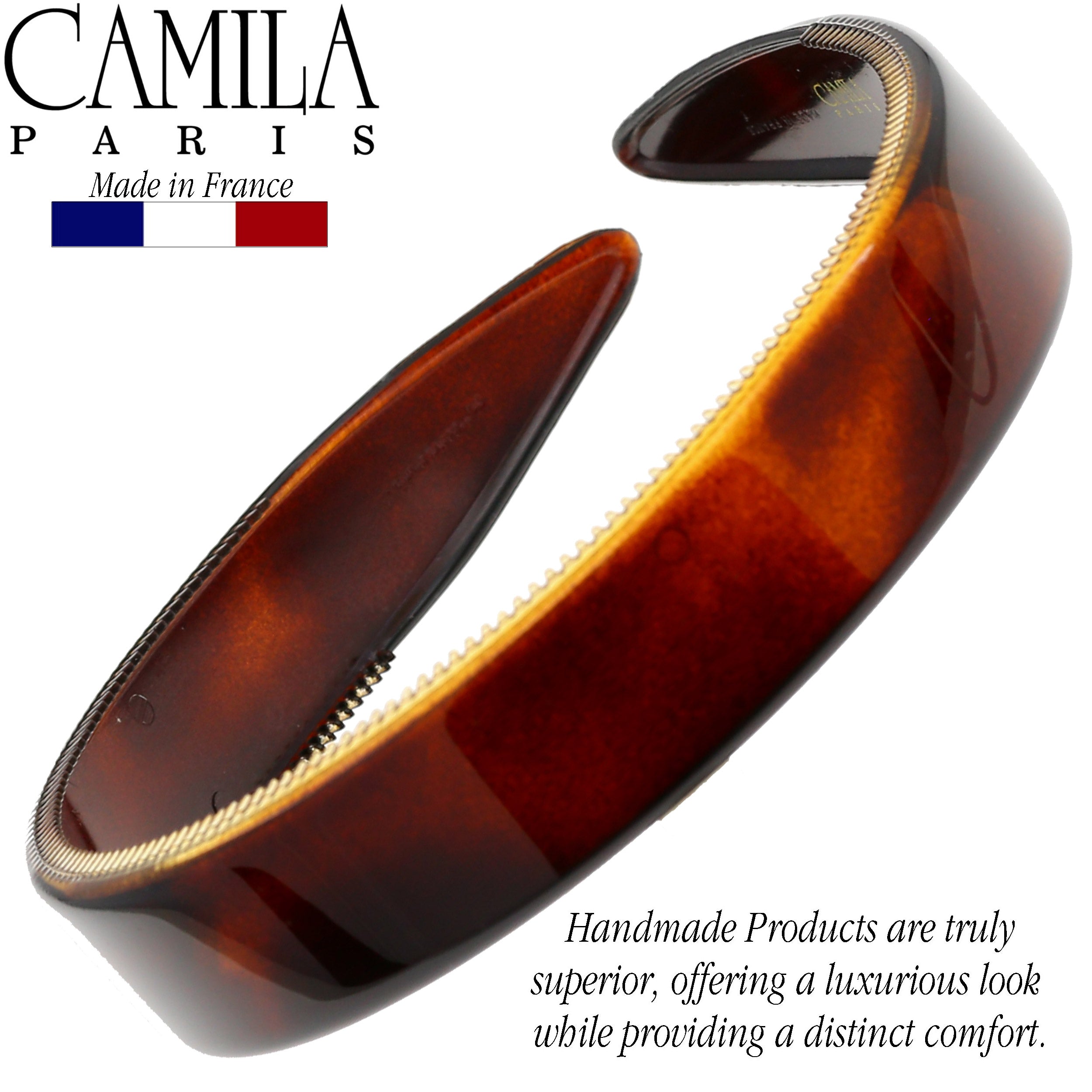 Camila Paris White 0.75 inch Classic Comfort French headband cellulose acetate