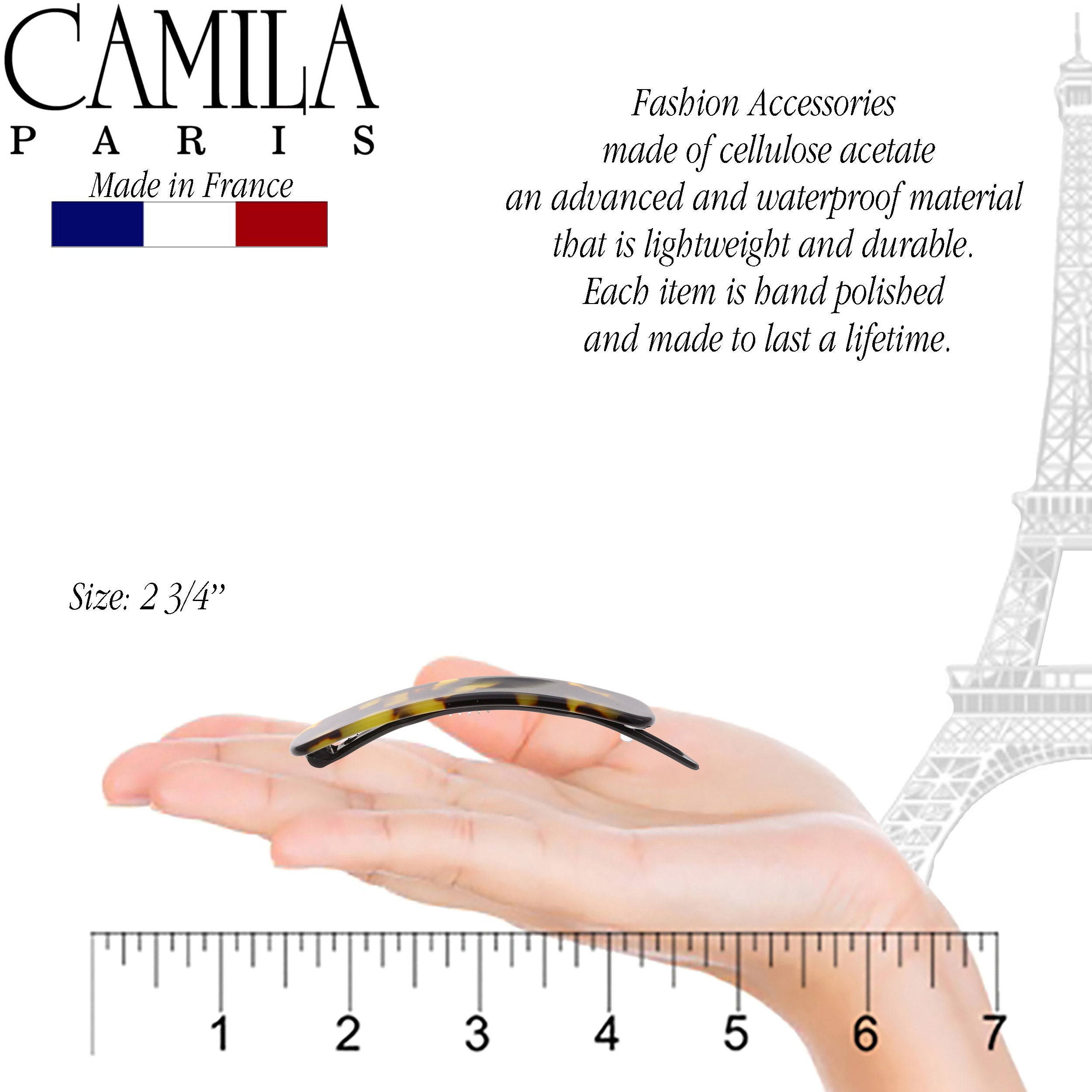 Camila Paris Metal-Free French barrette cellulose acetate handmade