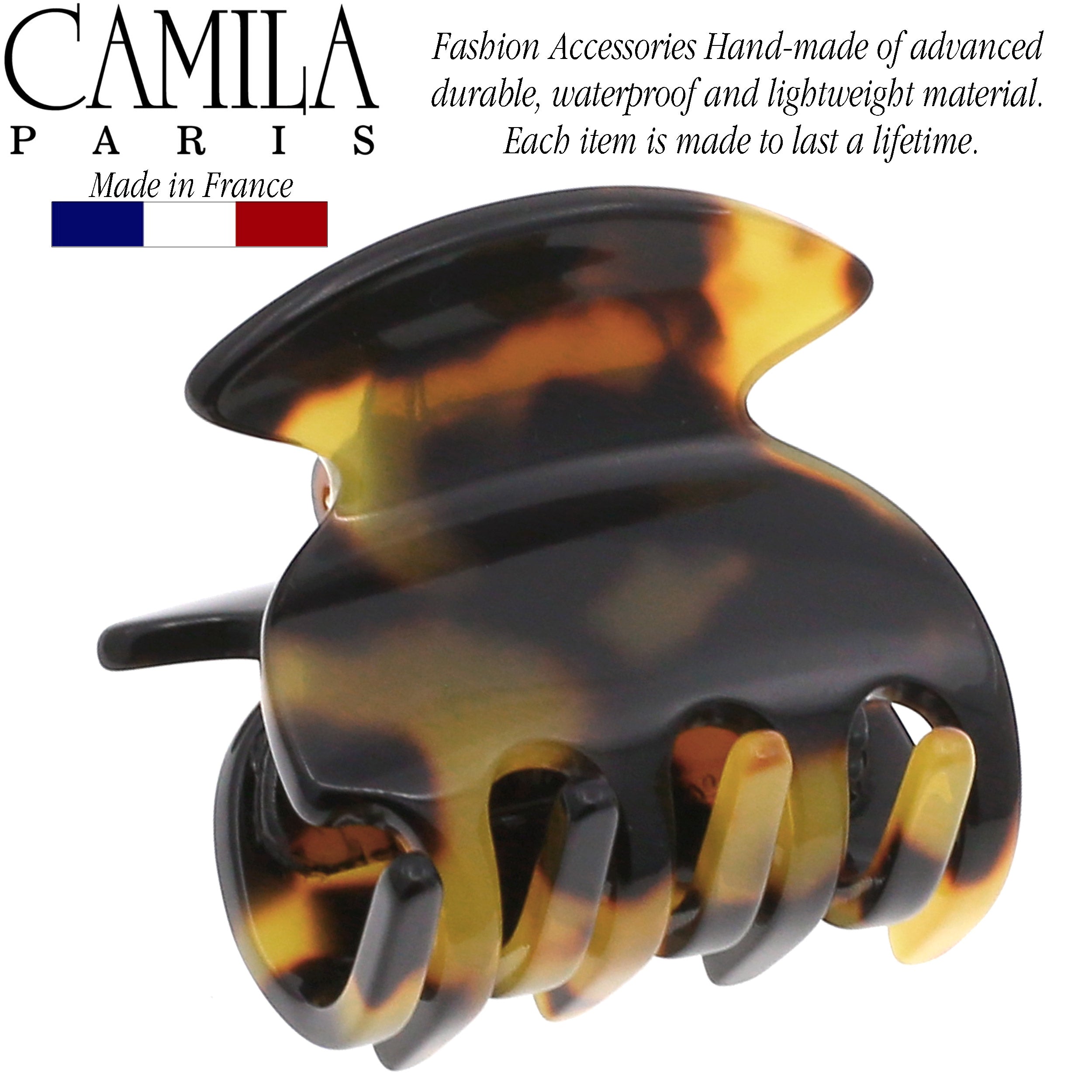 Camila Paris White Spring Covered French hair clip cellulose acetate handmade