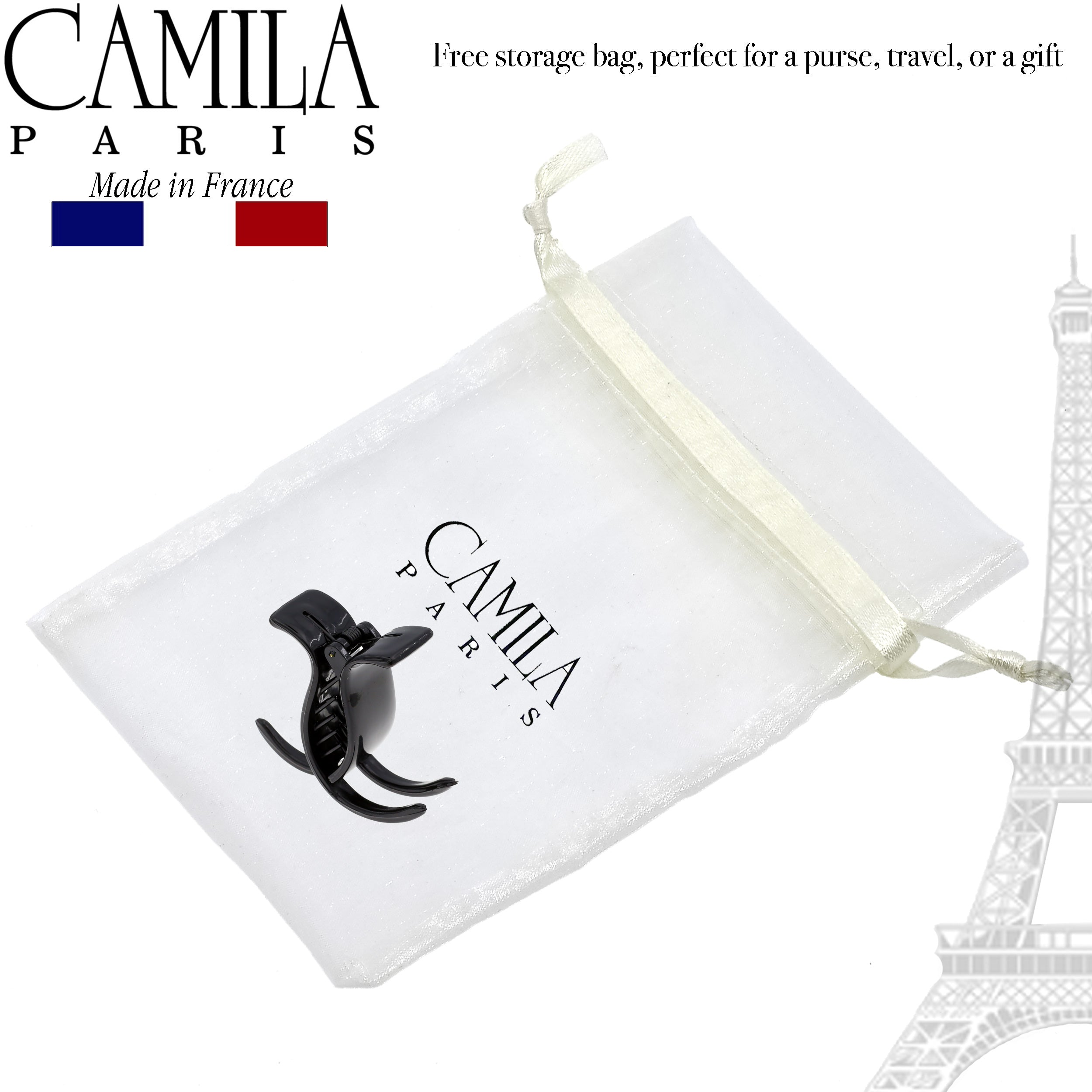 Camila Paris Gray/Green Lily French hair clip cellulose acetate