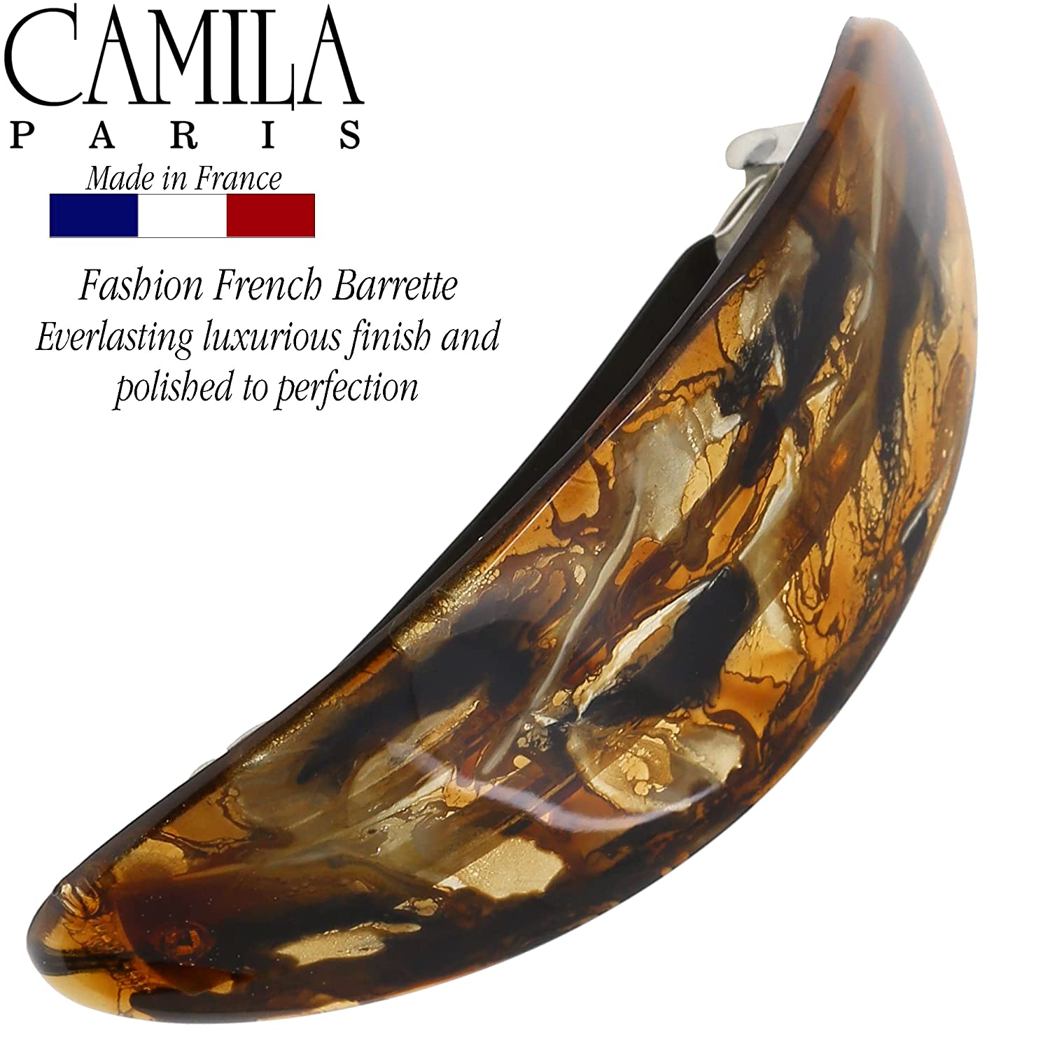 Camila Paris Blue/Green Hand Painted French barrette cellulose acetate