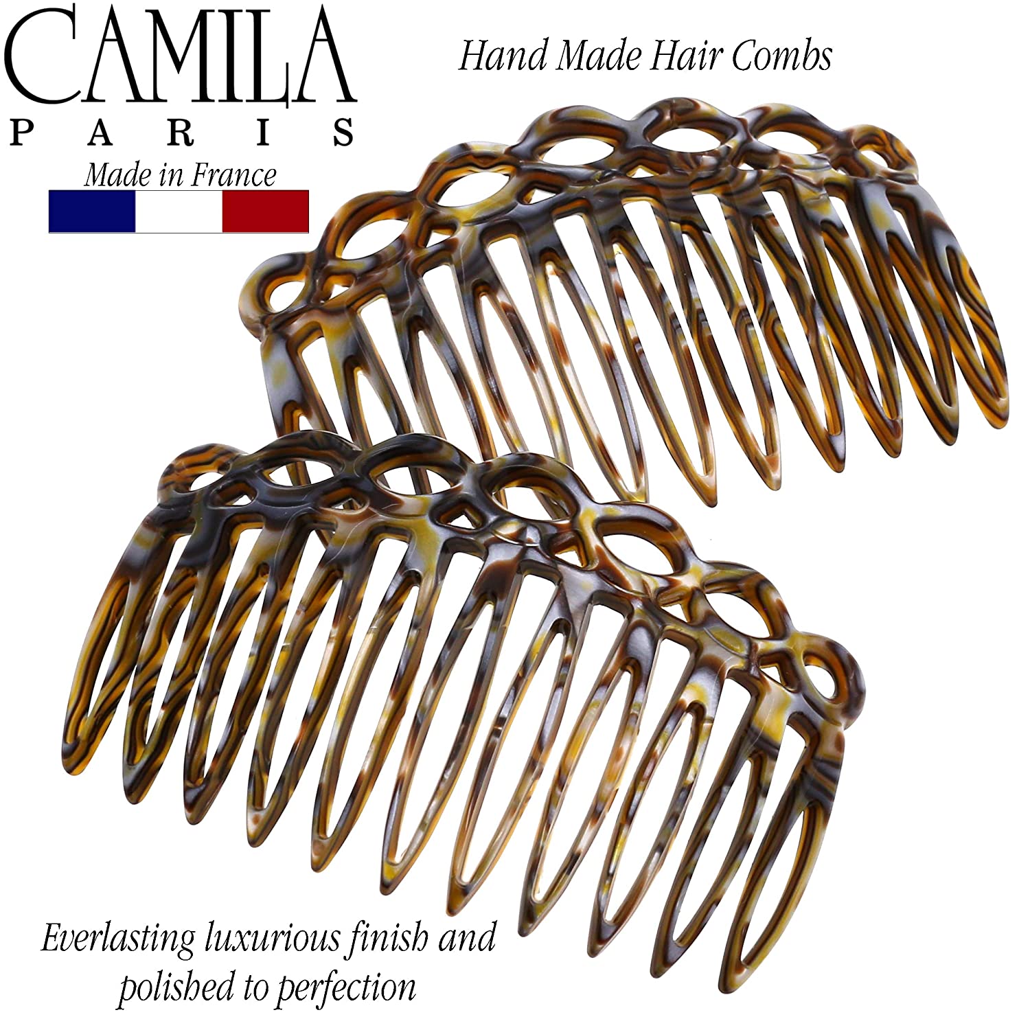 Camila Paris Detangling French side comb cellulose acetate handmade