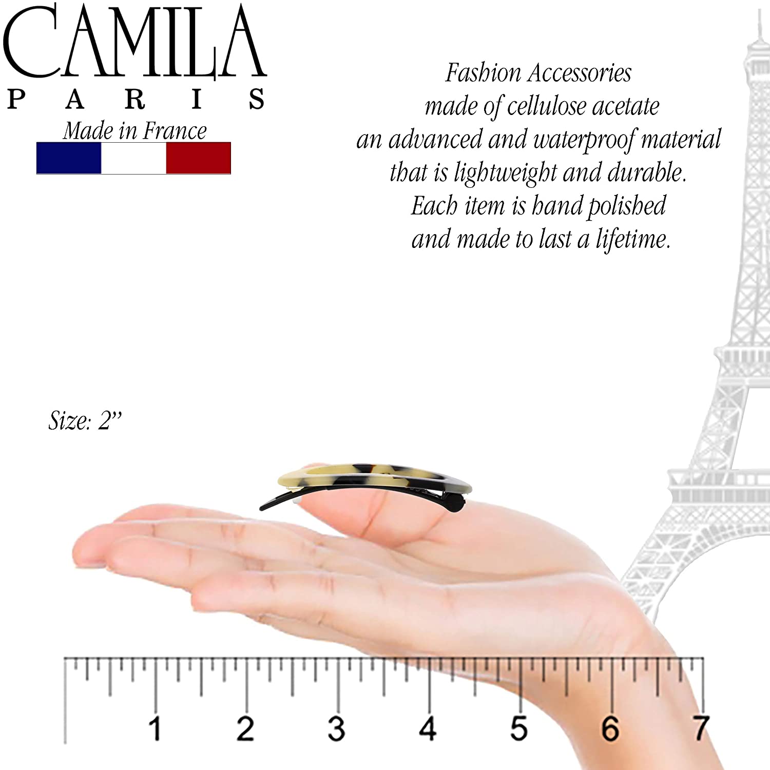 Camila Paris 2 inch Metal-Free French barrette cellulose acetate