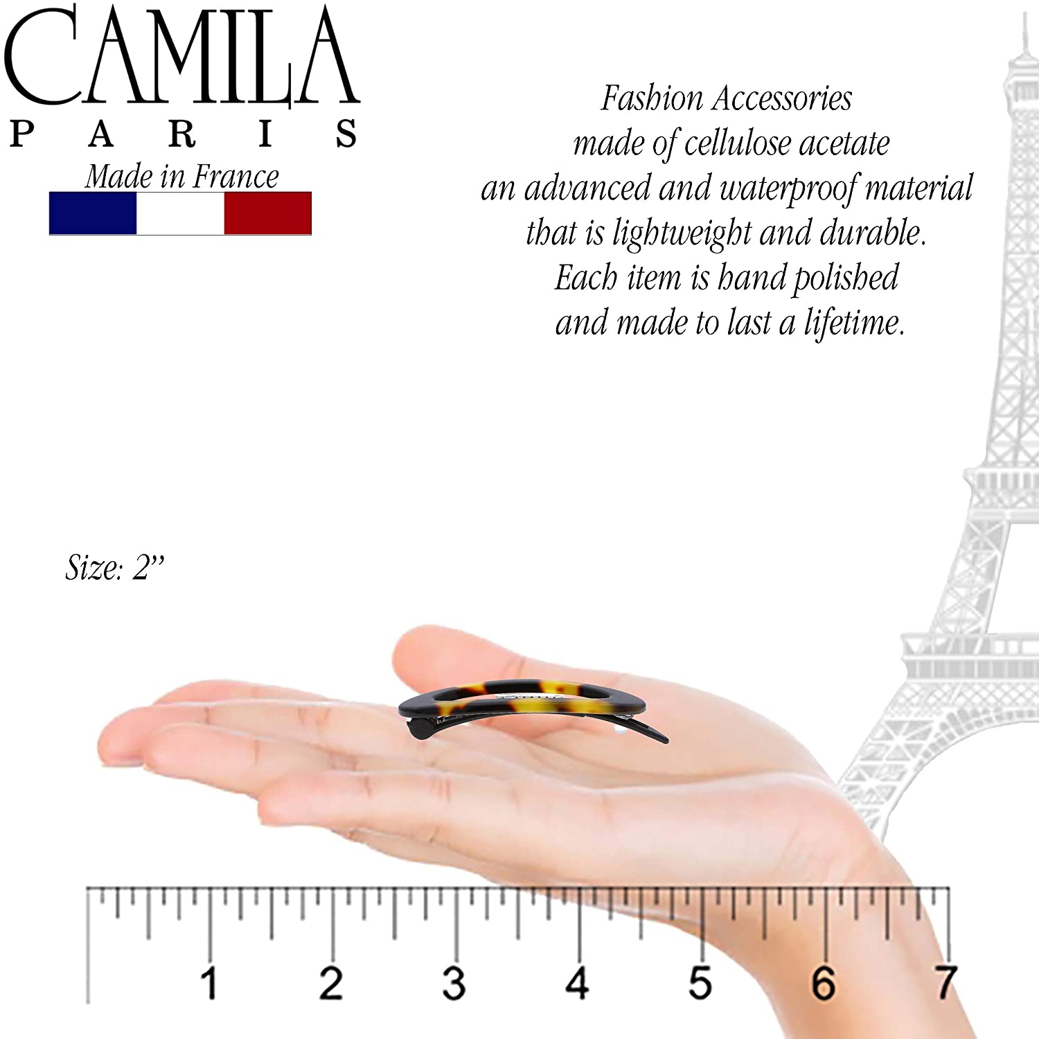 Camila Paris 2 inch Metal-Free French barrette cellulose acetate