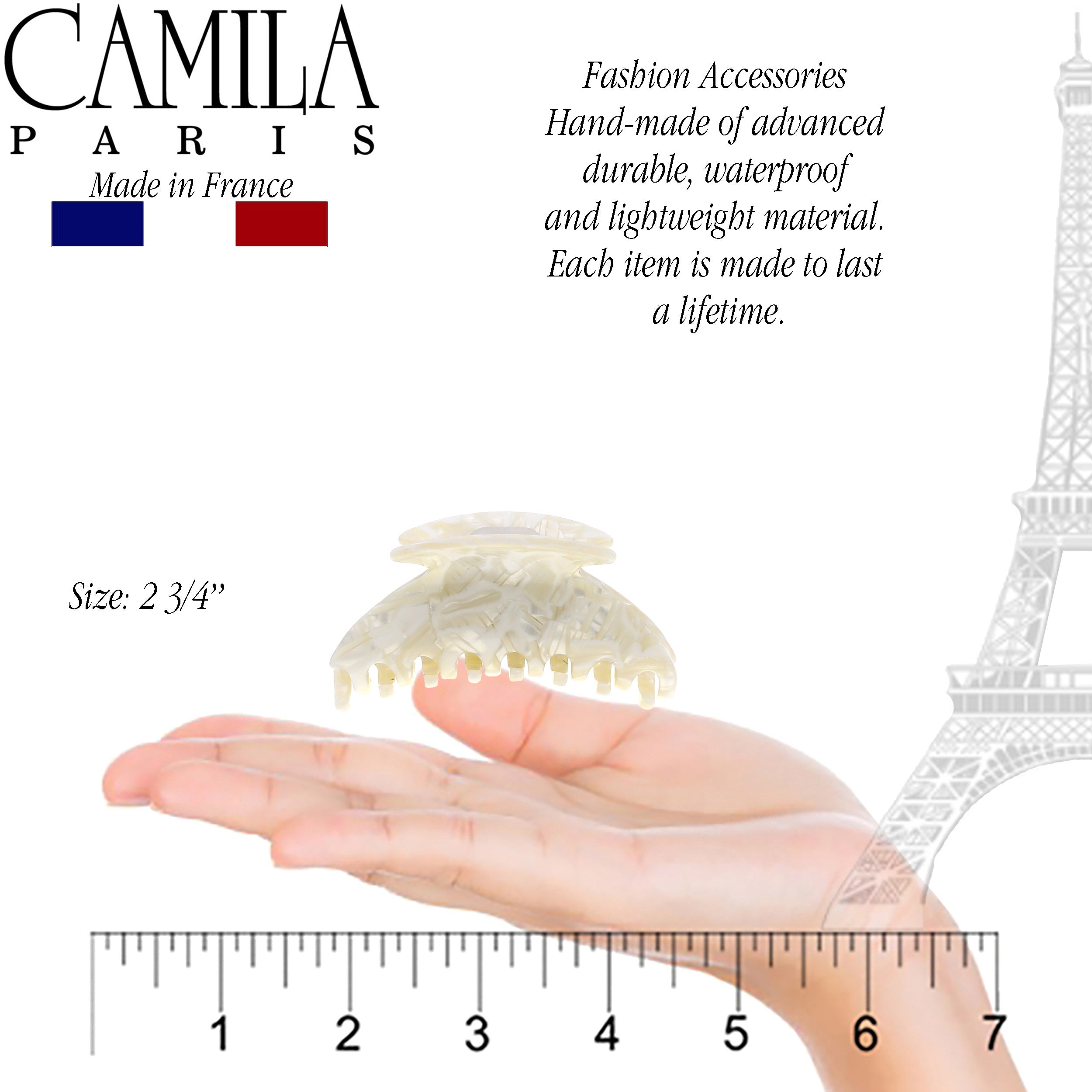 Camila Paris Spring Covered French hair clip cellulose acetate handmade