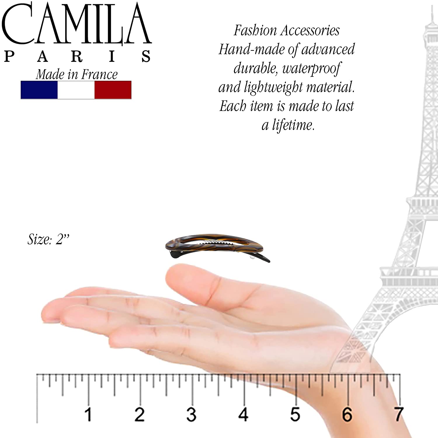 Camila Paris 2 inch Metal-Free French barrette cellulose acetate