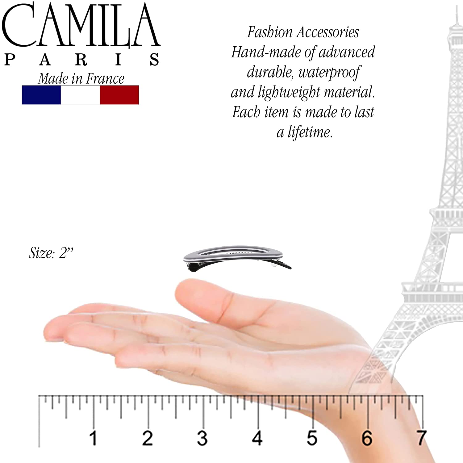 Camila Paris 2 inch Metal-Free French barrette cellulose acetate